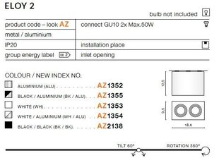 Azzardo светильник Eloy 2 AZ1352 цена и информация | Потолочные светильники | kaup24.ee