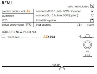 Süvistatav valgusti Azzardo Remi AZ1363 hind ja info | Süvistatavad ja LED valgustid | kaup24.ee