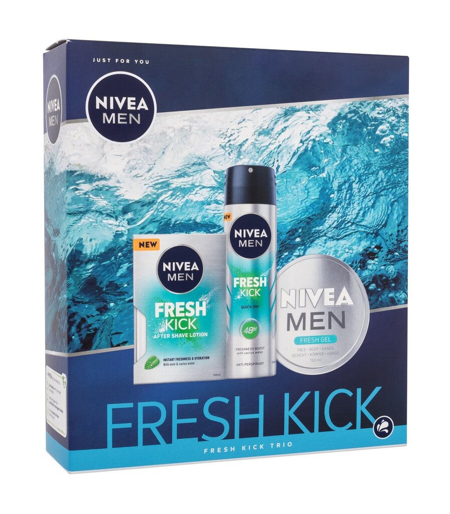 Komplekt Nivea Men Fresh Kick: raseerimisjärgne losjoon, 100 ml + deodorant, 150 ml + näokreem, 150 ml hind ja info | Raseerimisvahendid | kaup24.ee