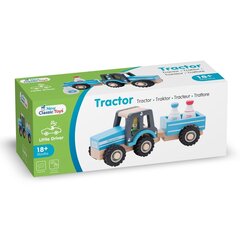 Puidust sinine väike traktor haagisega hind ja info | Imikute mänguasjad | kaup24.ee
