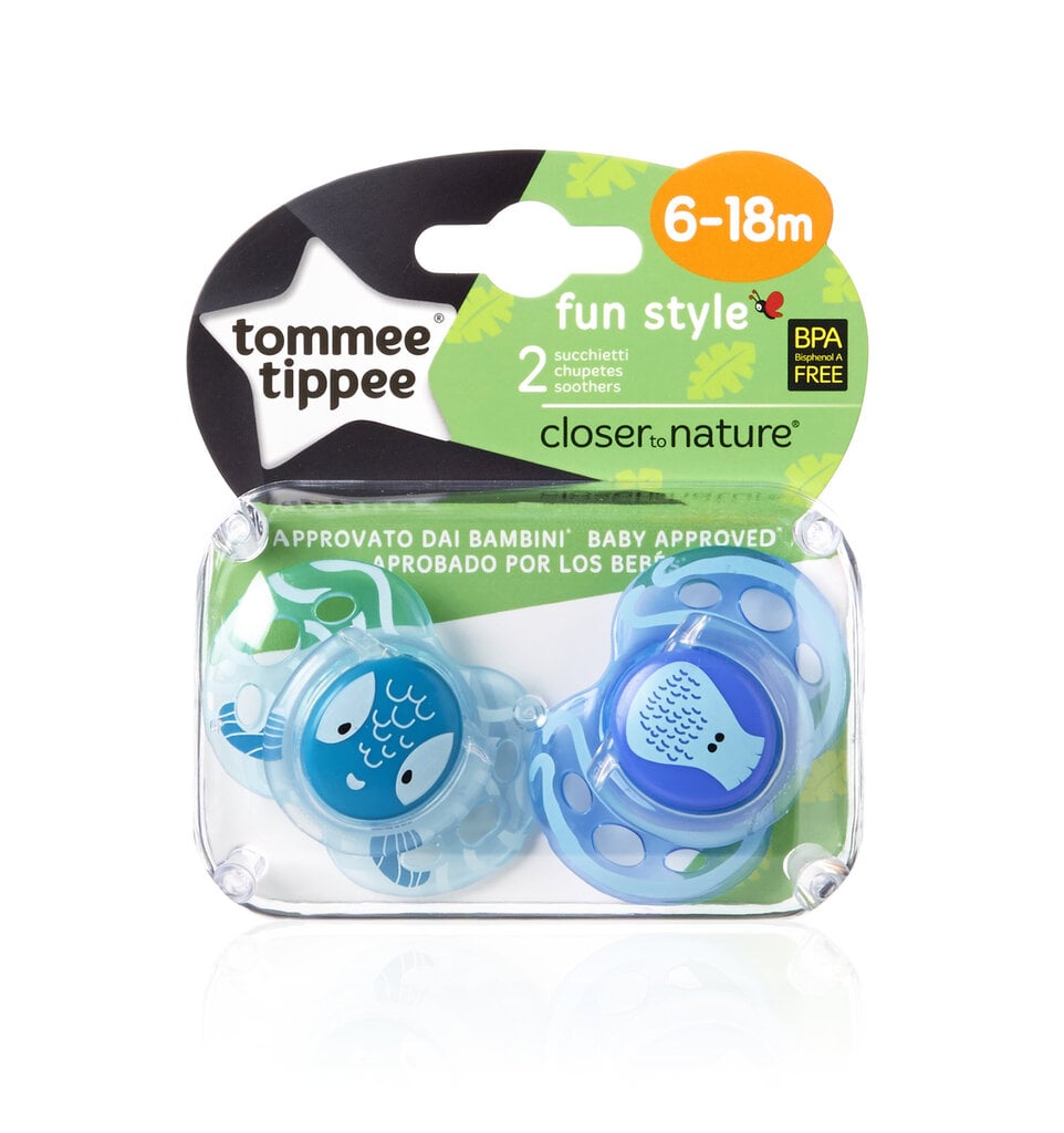 Silikoonist lutt, Tommee Tippee Fun Style 6-18 m, 2 tk цена и информация | Lutid | kaup24.ee