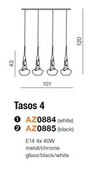 Azzardo подвесной светильник Tasos 4 White цена и информация | Люстры | kaup24.ee