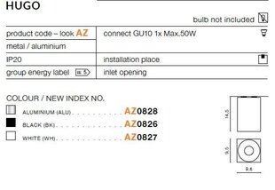 Azzardo потолочный светильник Hugo 1 Silver цена и информация | Потолочные светильники | kaup24.ee