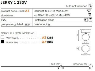 Azzardo светильник Jerry 1 AZ1366 цена и информация | Потолочные светильники | kaup24.ee