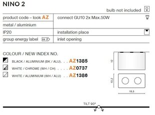 Azzardo valgusti Nino 2 AZ1386 hind ja info | Laelambid | kaup24.ee