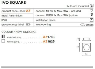 Azzardo süvistatav valgusti AZ1825 Ivo Square hind ja info | Süvistatavad ja LED valgustid | kaup24.ee