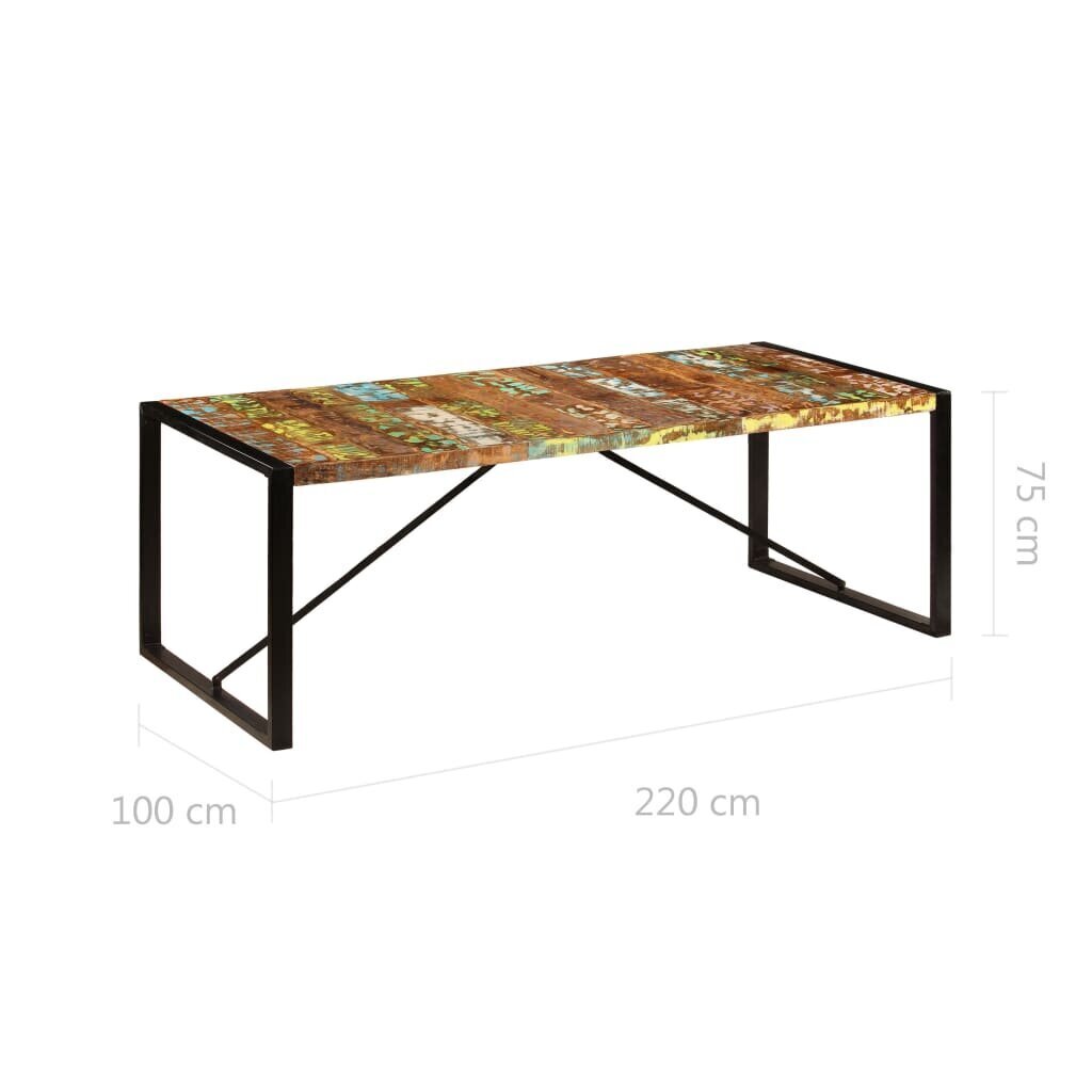 vidaXL söögilaud 220 x 100 x 75 cm, toekas taaskasutatud puit цена и информация | Köögi- ja söögilauad | kaup24.ee