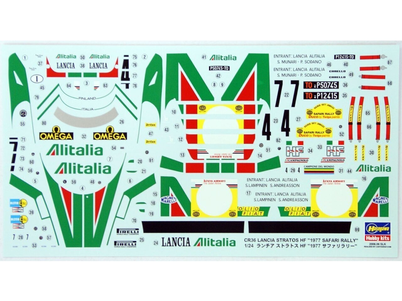 Hasegawa - Lancia Stratos HF 1977 Safari Rally, 1/24, 25036 hind ja info | Klotsid ja konstruktorid | kaup24.ee