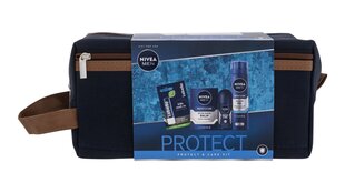 Набор Nivea Men Protect & Care: гель для бритья, 200 мл + дезодорант, 50 мл + бальзам после бритья, 100 мл + бальзам для губ, 4,8 г + косметичка цена и информация | Средства для бритья | kaup24.ee