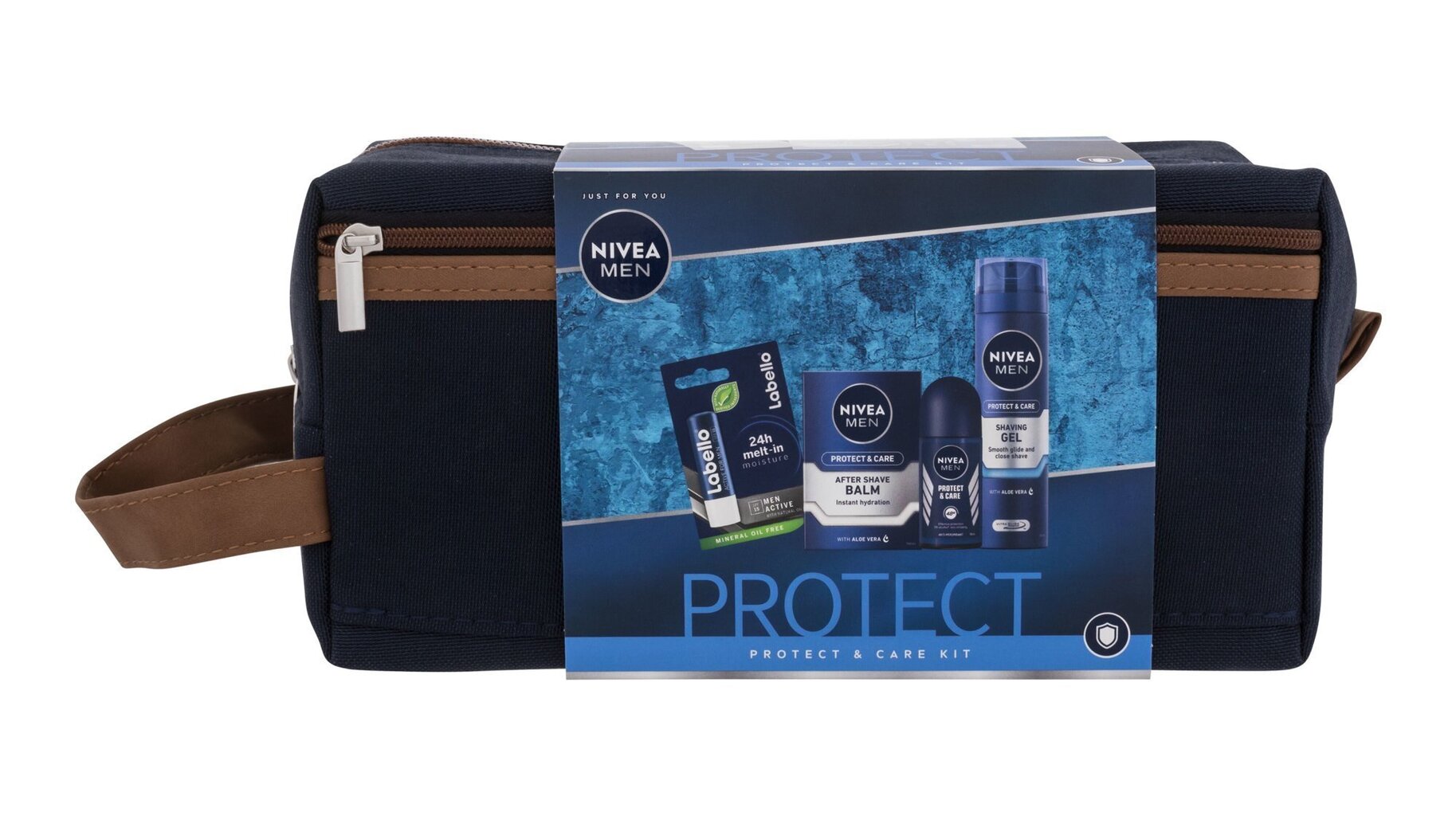 Komplekt Nivea Men Protect & Care: raseerimisgeel, 200 ml + deodorant, 50 ml + habemeajamisjärgne palsam, 100 ml + huulepalsam, 4,8 g + kosmeetikakott цена и информация | Raseerimisvahendid | kaup24.ee