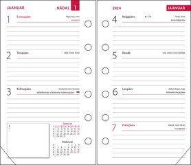 Mini-A7 NÄDAL, täisnahk (ROOSA) hind ja info | Kalendrid, märkmikud | kaup24.ee