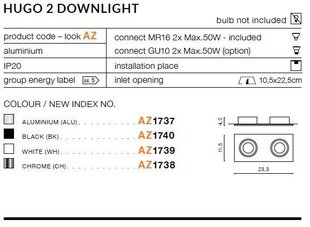 Azzardo süvistatav valgusti AZ1740 Hugo 2 цена и информация | Монтируемые светильники, светодиодные панели | kaup24.ee