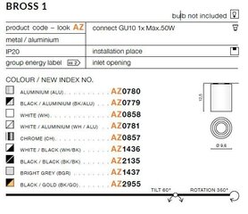 Azzardo laevalgusti Bross 1 Chrome hind ja info | Laelambid | kaup24.ee