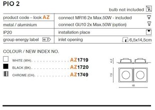 Azzardo встраиваемый светильник AZ1720 Pio 2 цена и информация | Монтируемые светильники, светодиодные панели | kaup24.ee
