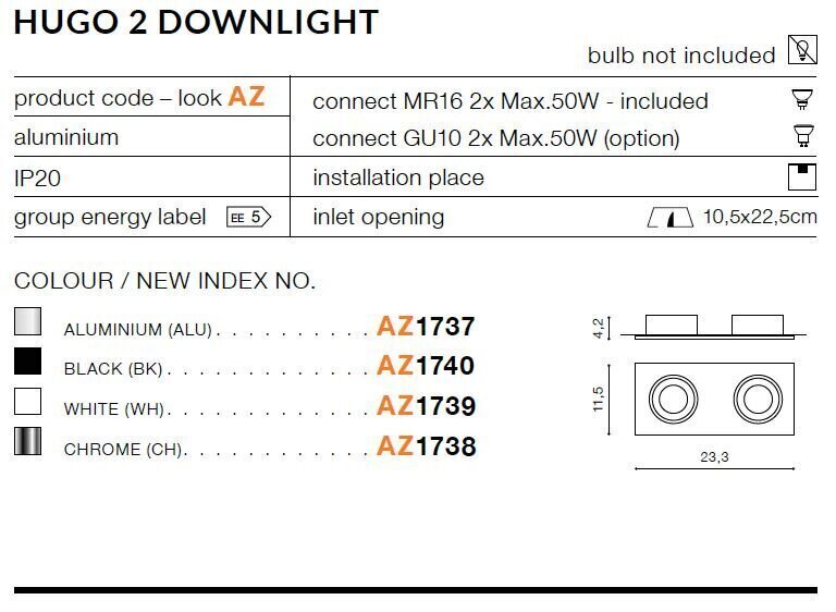 Azzardo süvistatav valgusti AZ1739 Hugo 2 цена и информация | Süvistatavad ja LED valgustid | kaup24.ee