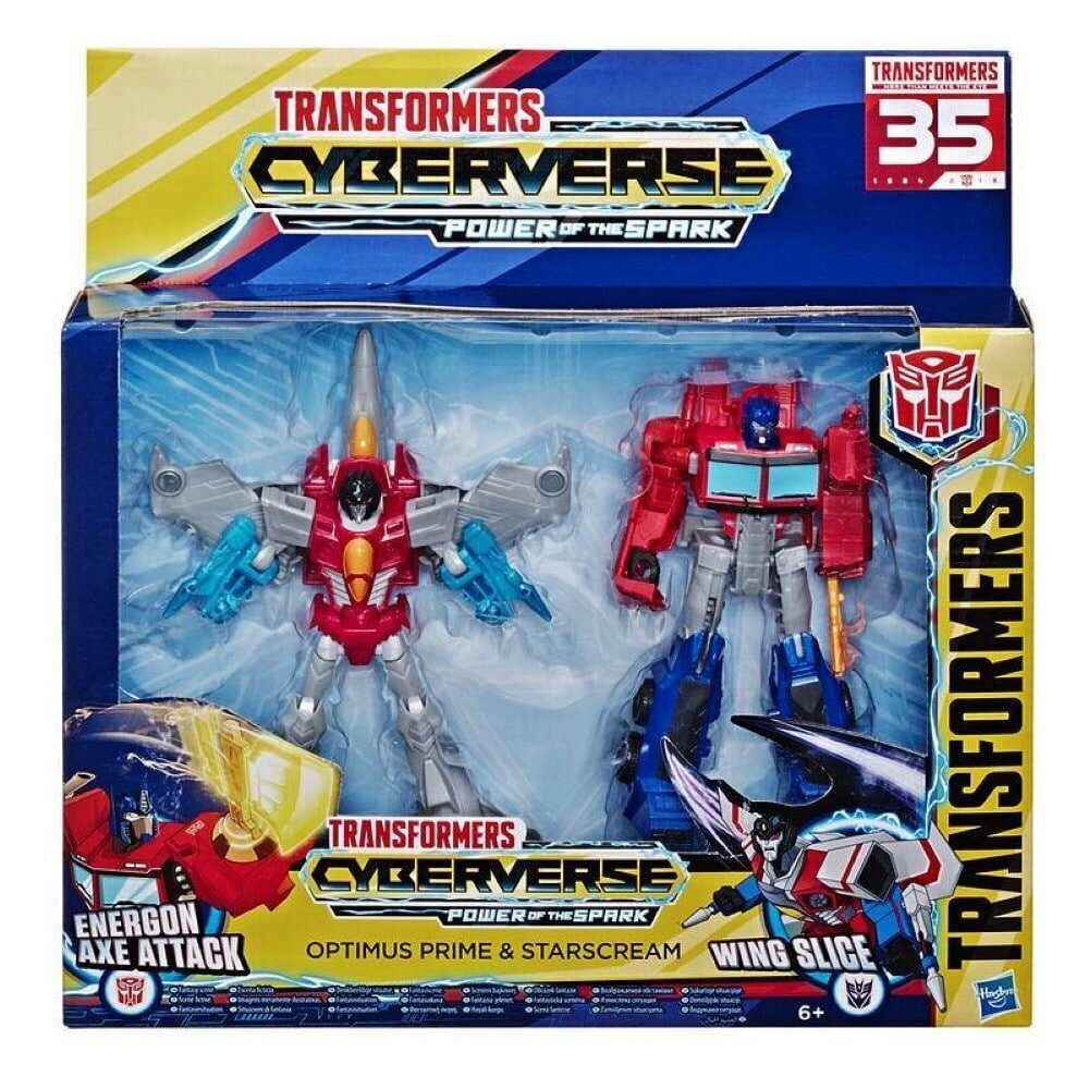 Hasbro Transformers Cyberverse - Optimus Prime + Starscream (15-16 cm), E5557 hind ja info | Poiste mänguasjad | kaup24.ee