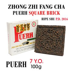 ZHONG ZHI FANG CHA Puerh Brick (Ripe, Shu) 7.Y.O., 2016 - Pu-erh tee Ruudukujuline tellis, 100 g hind ja info | Tee | kaup24.ee