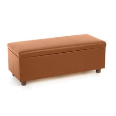 Скамейка с местом для хранения 160, кожа, оранжевый цена и информация | Кресла-мешки и пуфы | kaup24.ee