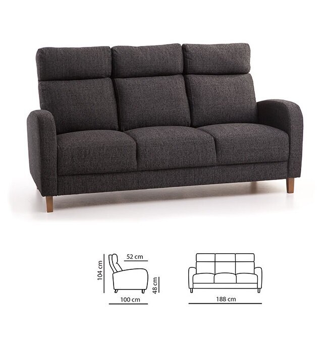 Pehme mööbli komplekt Paris 3+1, , must Inari 100, jalad - pähkel hind ja info | Pehme mööbli komplektid  | kaup24.ee