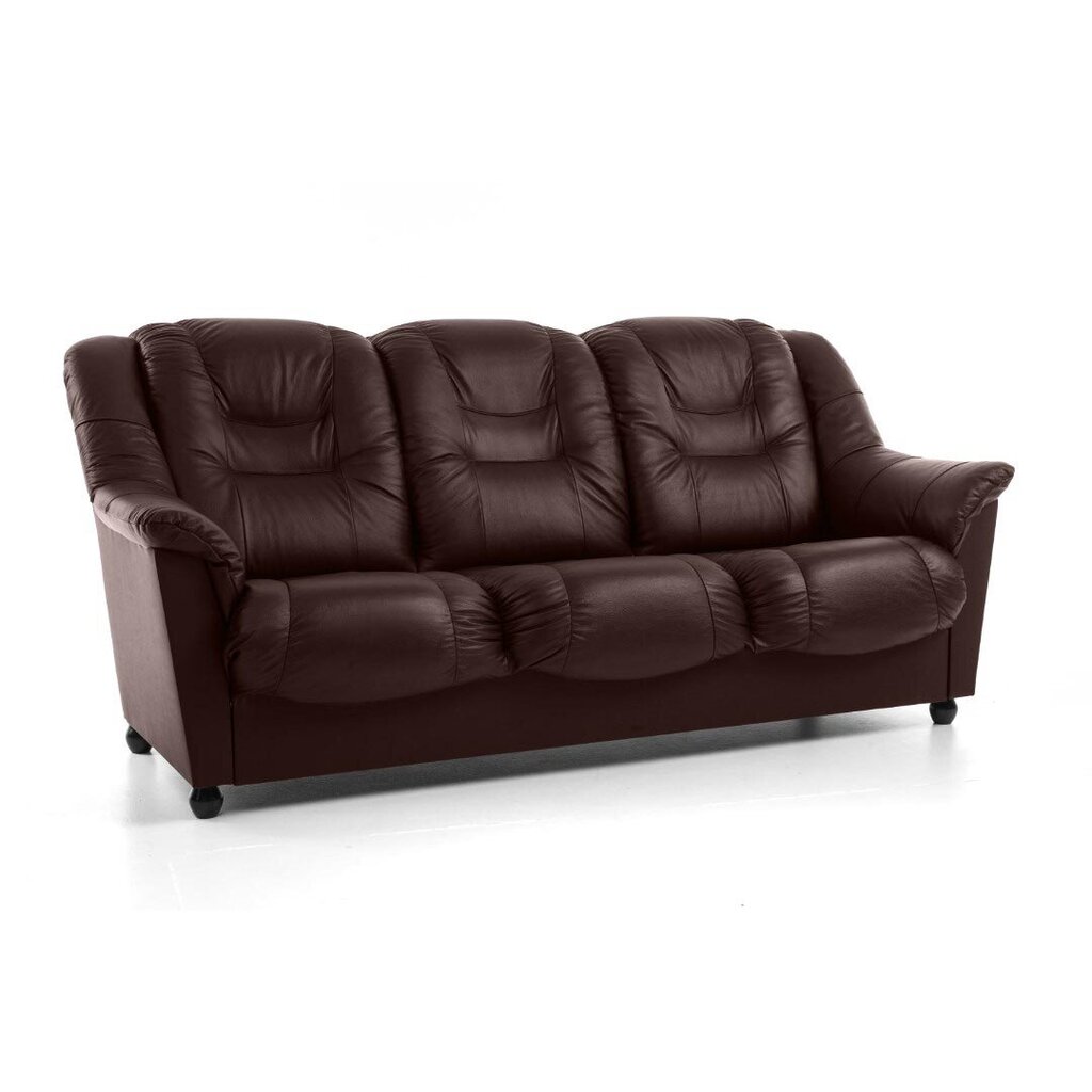 3-osaline pehme mööbli komplekt Mann, nahk, tumepruun hind ja info | Pehme mööbli komplektid  | kaup24.ee