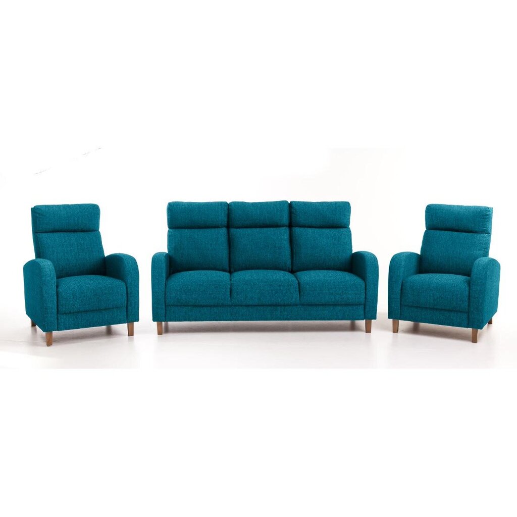 Pehme mööbli komplekt Paris 3+1+1, , sinine Inari 878, jalad - pähkel hind ja info | Pehme mööbli komplektid  | kaup24.ee