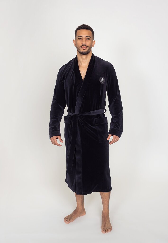Meeste hommikumantel, must, paelaga, SMA31003 цена и информация | Meeste hommikumantlid, pidžaamad | kaup24.ee