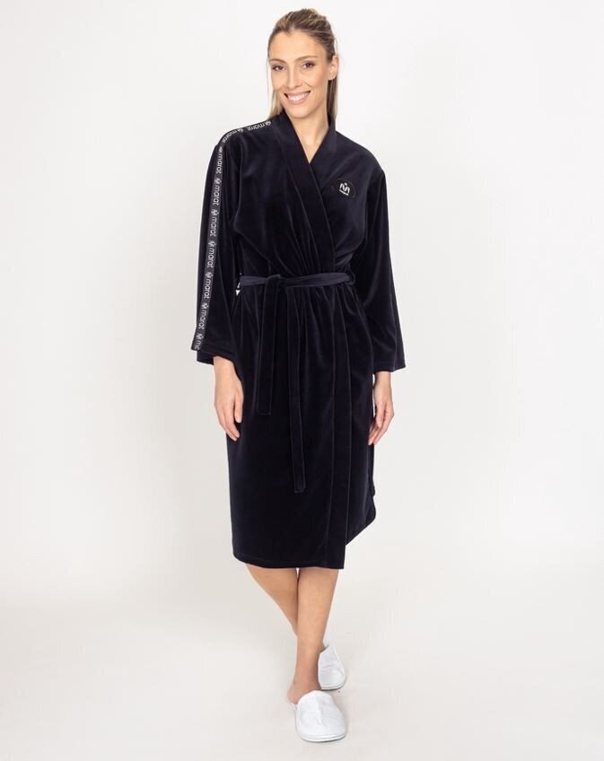 Naiste hommikumantel, must, paelaga, SNA31003 hind ja info | Naiste hommikumantlid | kaup24.ee