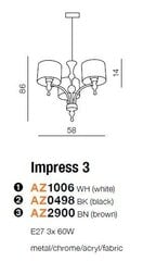 Azzardo rippvalgusti Impress 3 White цена и информация | Люстры | kaup24.ee