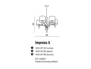 Azzardo подвесной светильник Impress 5 White цена и информация | Люстры | kaup24.ee