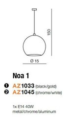 Azzardo подвесной светильник Noa 1 Black/Gold цена и информация | Люстры | kaup24.ee