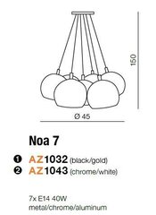 Azzardo подвесной светильник Noa 7 Chrome/White цена и информация | Люстры | kaup24.ee