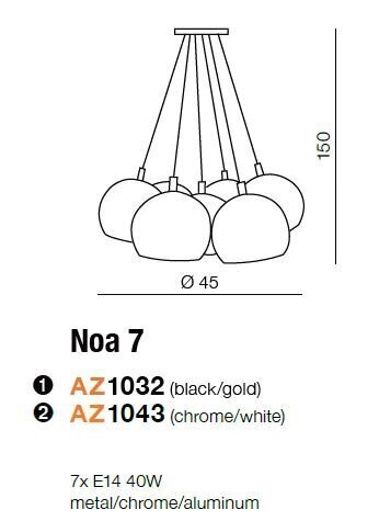 Azzardo rippvalgusti Noa 7 Chrome/White цена и информация | Rippvalgustid | kaup24.ee