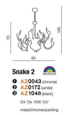 Azzardo rippvalgusti Snake 2 Black цена и информация | Rippvalgustid | kaup24.ee