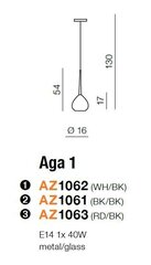Azzardo подвесной светильник Aga 1 Red/Black цена и информация | Люстры | kaup24.ee