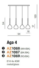 Azzardo подвесной светильник Aga 4 White/Black цена и информация | Люстры | kaup24.ee