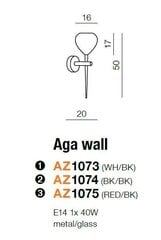 Azzardo seinavalgusti Aga Black/Red hind ja info | Seinavalgustid | kaup24.ee