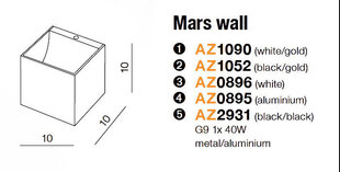 Azzardo seinavalgusti Mars White/Gold hind ja info | Seinavalgustid | kaup24.ee