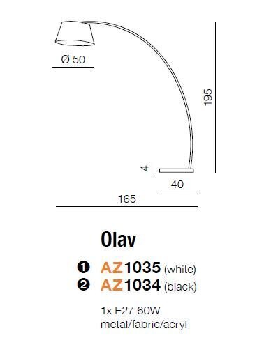 Azzardo põrandalamp Olav White цена и информация | Põrandalambid | kaup24.ee