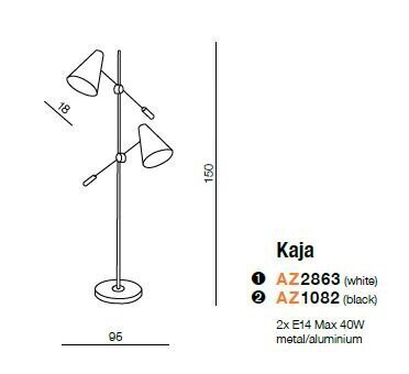 Azzardo põrandalamp Kaja Black цена и информация | Põrandalambid | kaup24.ee
