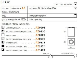 Azzardo laevalgusti Eloy 1 White hind ja info | Laelambid | kaup24.ee