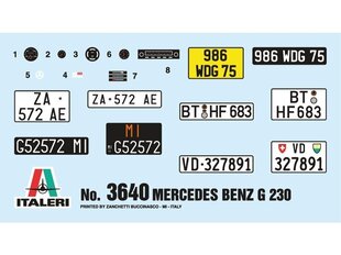 Mercedes-Benz G230 ITALERI Auto 1:24 3640 Kokkupandav plastik mudel цена и информация | Конструкторы и кубики | kaup24.ee