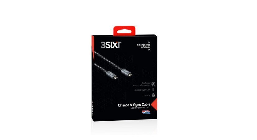 Toitekaabel 3SIXT USB-C, 1m hind ja info | Mobiiltelefonide kaablid | kaup24.ee