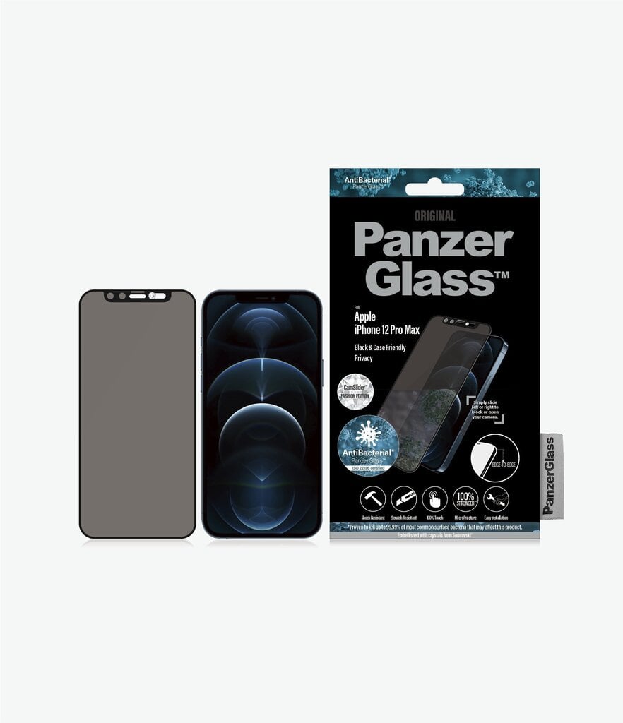 PanzerGlass Privacy Cam Slider Fashion Edition Swarovski Apple iPhone 12/12 Pro Antibacterial hind ja info | Ekraani kaitsekiled | kaup24.ee