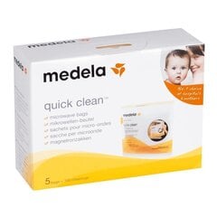 Мешочки для стерилизации Medela Quick Clean, 008.0041, 5 шт. цена и информация | Стерилизаторы и подогреватели для бутылочек | kaup24.ee