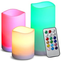 Küünalde komplekt RGB LED Luma Candles, 3 tk, kaugjuhtimispuldiga hind ja info | Laualambid | kaup24.ee