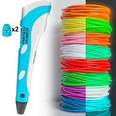 3D ручка FantasyHome + 170м светящегося пластика, синяя / 3D карандаш цена и информация | Смарттехника и аксессуары | kaup24.ee