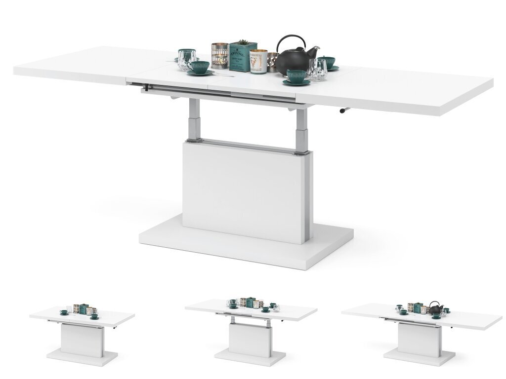 Laud-transformer Aston Bialy Matt 120x80 цена и информация | Diivanilauad | kaup24.ee