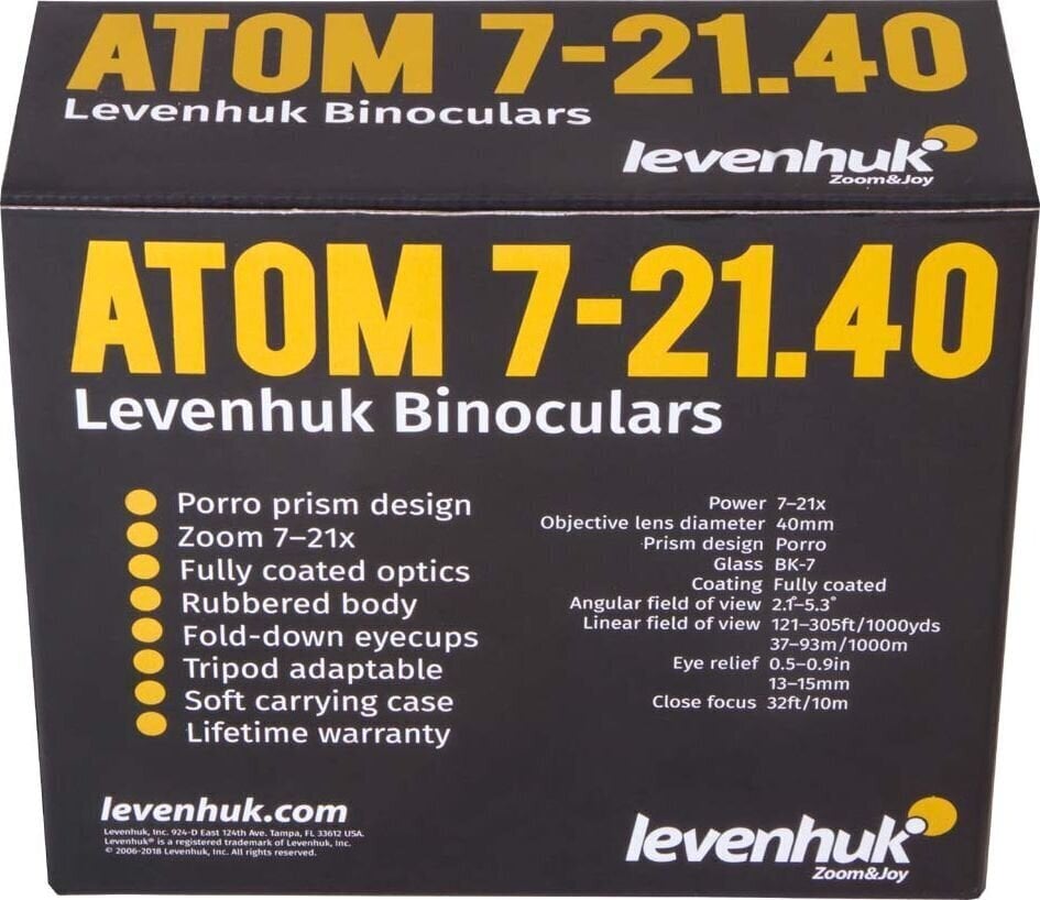 Binokkel Levenhuk Atom 7–21x40 цена и информация | Binoklid | kaup24.ee