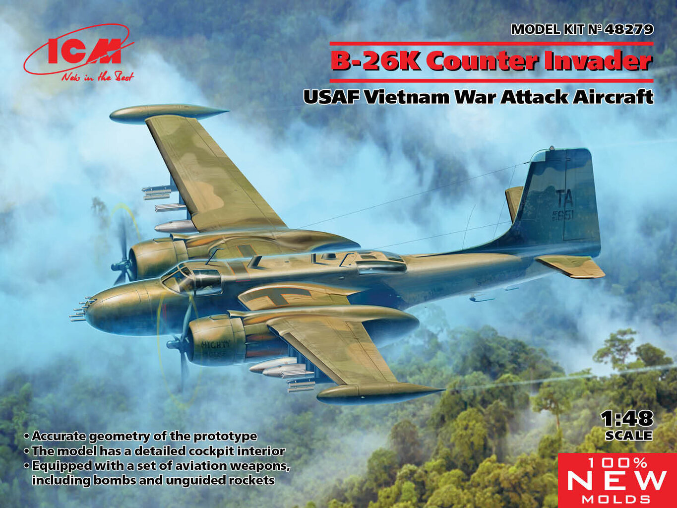 Liimitav mudel ICM 48279 USA õhujõudude Vietnami ründelennuk B-26K Counter Invader 1/48 цена и информация | Liimitavad mudelid | kaup24.ee