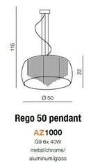 Azzardo подвесной светильник Rego 50 цена и информация | Потолочный светильник, 38 x 38 x 24 см | kaup24.ee